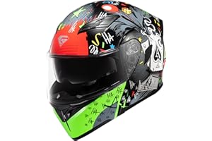 KYPARA Motorcycle Dual Visor Flip up Modular Full Face Helmet with DOT Certification of Impressionism