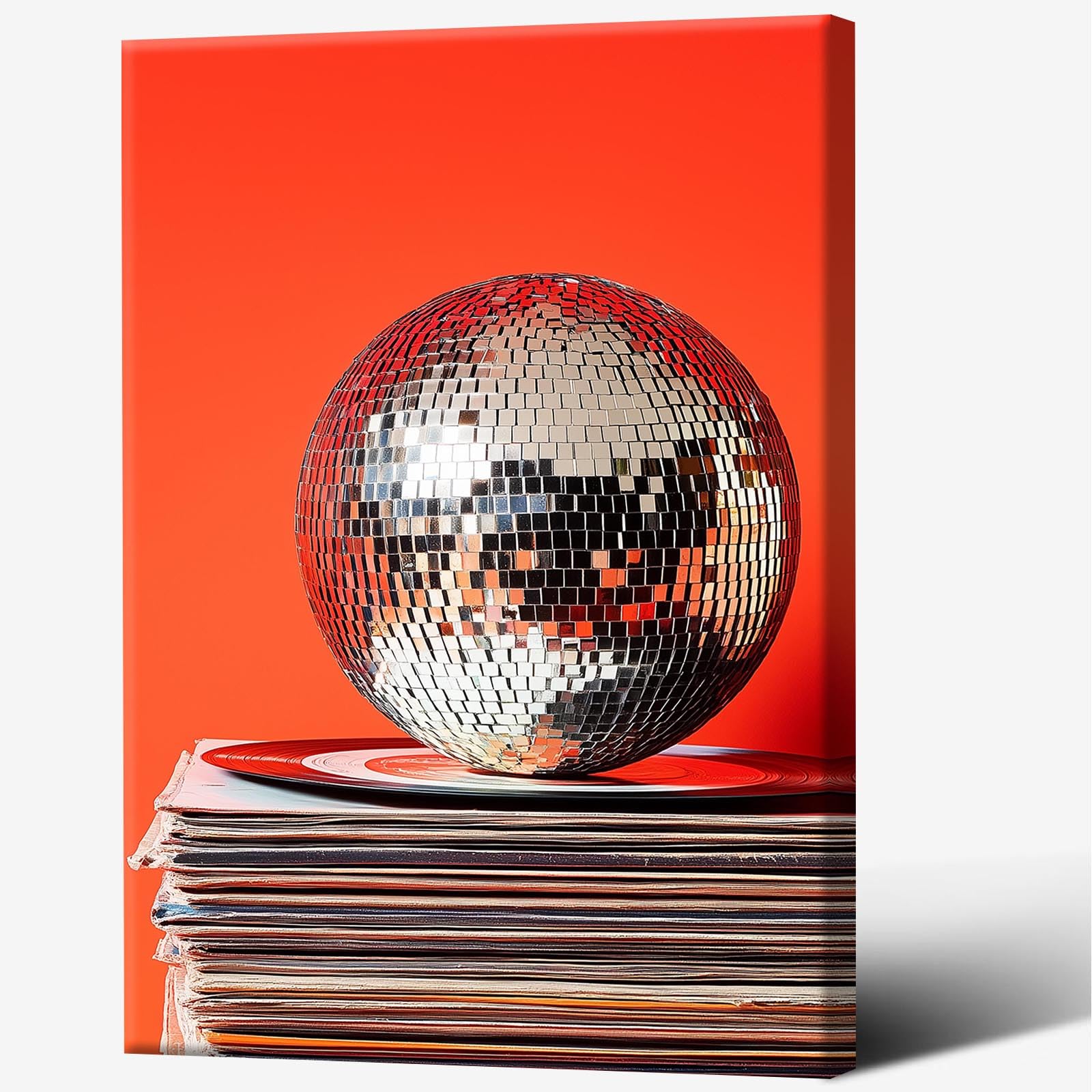 Vintage 70s Disco Ball Wall Art Posters Trendy Red