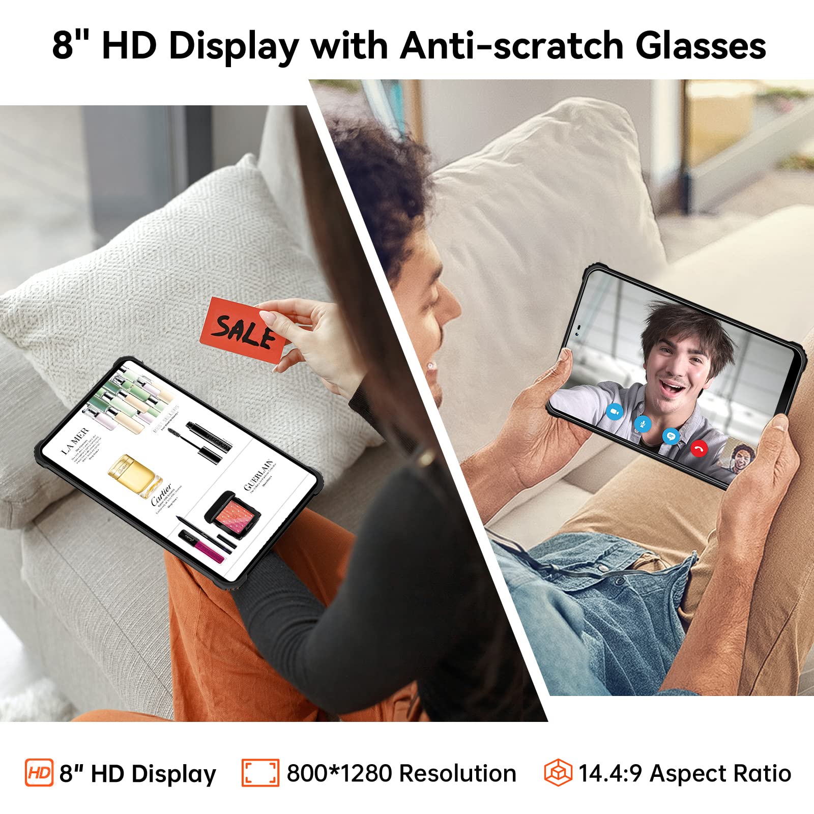 OUKITEL RT3 Rugged Android 12 Tablet, 8 Inch Waterproof, Octa Core 7GB+64GB 1TB Expandable, 5150mAh Battery, 16+8MP Camera, IP68/IP69K, 4G/5G WiFi/BT5.3/GPS