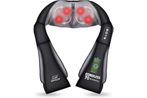 Snailax Cordless Shiatsu Neck Massager, Kneading Shoulder Massage with Heat, Neck & Shoulder Shiatsu Massager, Massage for Bo