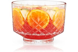 Viski Admiral Crystal Punch Bowl - Vintage Style Glass Punch Bowl for Parties - Serveware for Cocktails, Dishwasher Safe 2.5 