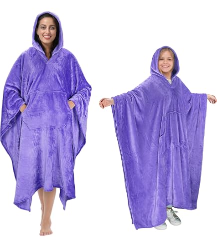 Couverture Poncho En Polaire SNZ - Transformable Avec Fermeture Éclair - Pour Bureau, Maison, Voyage - 152 X 84 Cm - 5
