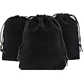 Ankirol 50pcs Velvet Drawstring Bags Jewelry Bags Pouches (Black, 4" X 6")