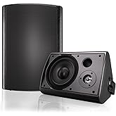 Herdio 6.5 Inches Outdoor Bluetooth Speakers Waterproof with Powerful Bass,Wall Mount Speakers Wired Weather Resistant for Patio Home Deck Porch Backyard 400 Watts(Black)