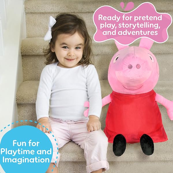 KIDS PREFERRED PEPPA PIG PLUSH, SUPER SOFT STUFFED ANIMAL, EMBROIDERED DETAILS, FOR TODDLER BOYS & GIRLS – 25 INCH SIZE