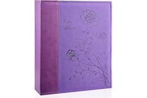 Miaikoe Photo Album 8x10 Clear Pages Pockets Leathe Cover Slip Slide in Photo Album Holds 50 Vertical 8x10 Photos Picture Book for Wedding Family (Purple)