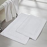 C23 White Bathroom Rug 2200 GSM Set of 2-20"x32"/16"x24"|100% Tufted Cotton Thick & Plush Bath Mat|Luxury Heavyweight Ultra-Absorbent, Quick Dry, Non-Slip Natural Latex Back, Machine Washable