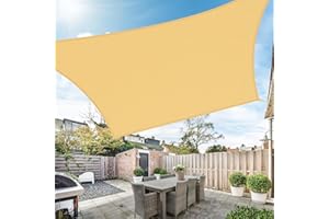Duerer Sun Shade Sail Canopy 10' x 13' Rectangle, 95% UV Block, Permeable 185GSM Sail Shade Cover for Patio, Garden, Pergola, Backyard, Outdoor Facility & Activities -Sand