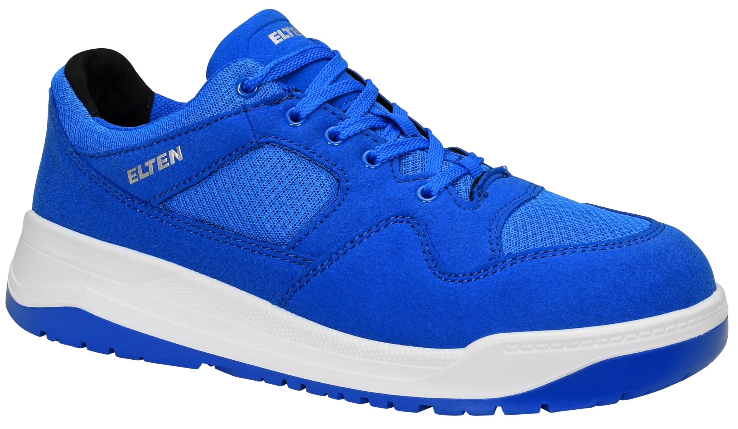 ELTEN Maverick Low S1P Men's and Women's Work & Safety Shoes, S1P, ESD, SRC, Leather-Free, Lacing, Steel Toe Cap, Metal-Free Penetration Protection, Blue, EU 39