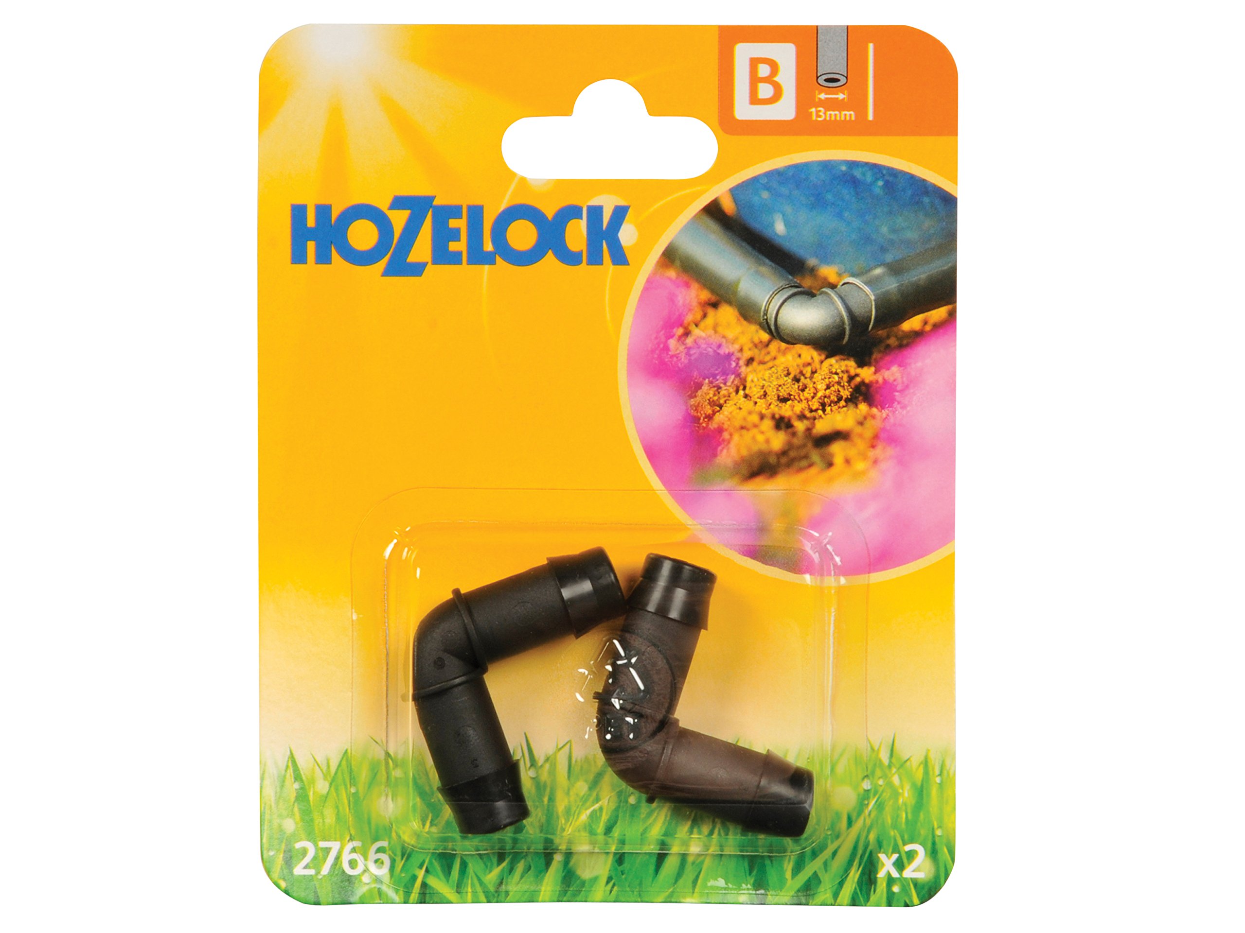Hozelock HOZ2766 90 Degree Elbow Connector, 13 mm - Pack of 2,Black