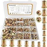 Metric &amp; SAE Rivet Nuts Assortment Kit(420 Pcs), m3 m4 m5 m6 m8 m10 m12#6-32#8-32#10-24 1/4"-20 5/16"-18 3/8"-16 UNC Rivet nut, Zinc Plated Finish Carbon Steel Rivnut