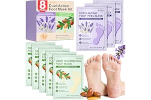 BESNEL Foot Peeling 3Pcs ＆ 5Pcs Moisturizing Foot Mask, Exfoliator Peel Calluses Dead Skin Callus Remover, Hydrating Foot Masks for Dry Cracked Feet, Repair Rough Heels＆Dry Skin for Baby Soft and Smooth Feet