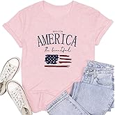 American Flag T Shirt Women America The Beautiful Tee 4th of July Independence Day Shirt Casual Short Sleeve Tops
