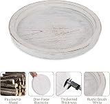 Hanobe Round Wooden Coffee Table Tray 11.2 Inch Distressed White Rustic Decor view 4