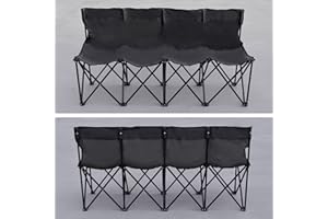 BenefitUSA Portable 4 Seater Sideline Bench Folding Team Sports Bench Sits (Black)