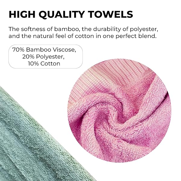 HIS AND HERS TOWELS SET FOR COUPLES – 4-PIECE BATH TOWEL FOR COUPLES, PINK & GREEN WITH MARS & VENUS EMBROIDERY – SOFT BAMBOO BLEND COUPLE BATH TOWEL GIFT