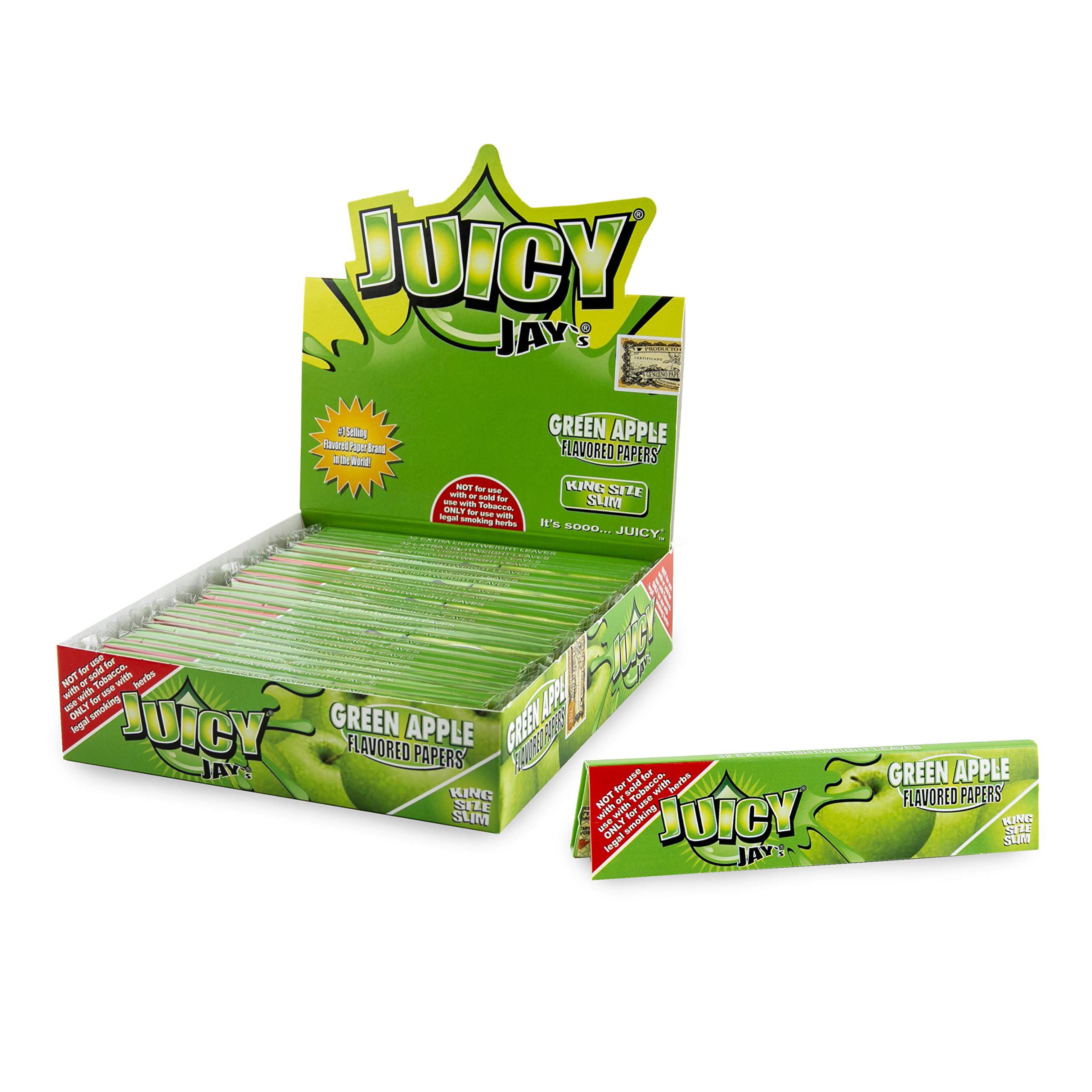 Juicy Jay King Size Slim Rolling Paper Green Apple Box of 24