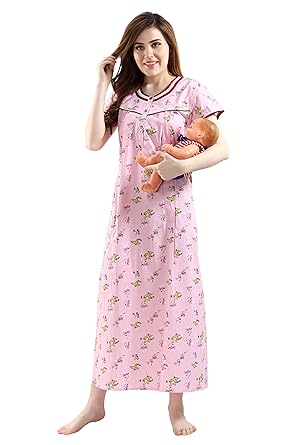 AV2 Cotton Floral Maxi Maternity Feeding Nighty