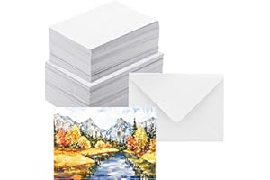 ANSSDO 50 Pack Blank Note Cards With Envelopes 5x7 NOT Folded, Heavyweight White Cardstock for Invitations, Card Making Suppl