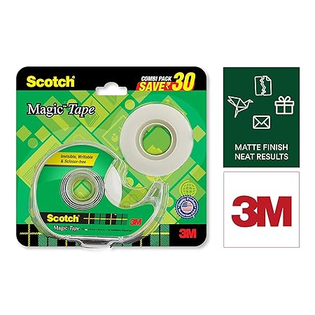 Scotch Magic Tape - The Original Matte-Finish Invisible Tape by 3M, Super Saver Pack - 2 Rolls