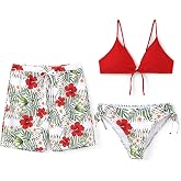PATPAT Matching Swimsuits for Couples Women Bikini Sets or Men Swim Trunks | Sold Separately, Tropical Print Design, O-Ring Bikini Style, Soft Stretch Fabric For Beach, Pool And Summer Vacations