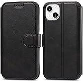 QLTYPRI Case for iPhone 13 Premium PU Leather Simple Wallet Case Card Slots Kickstand Magnetic Closure Shockproof Flip Cover for iPhone 13 6.1 inch - Black