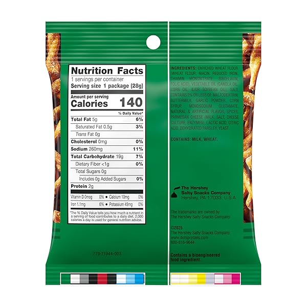 DOT’S PRETZELS PARMESAN GARLIC SEASONED PRETZEL TWIST SNACK, 1OZ INDIVIDUALLY SIZED BAG (10 COUNT)