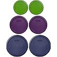 Pyrex Bundle - 6 Items: (2) 7402-PC Blue Lids, (2) 7201-PC Purple Lids, (2) 7200-PC Lawn Green Lids, Made in the USA