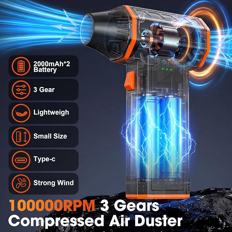 Kabelloser Air Duster,100000 U/min Elektrische Staubgebläse