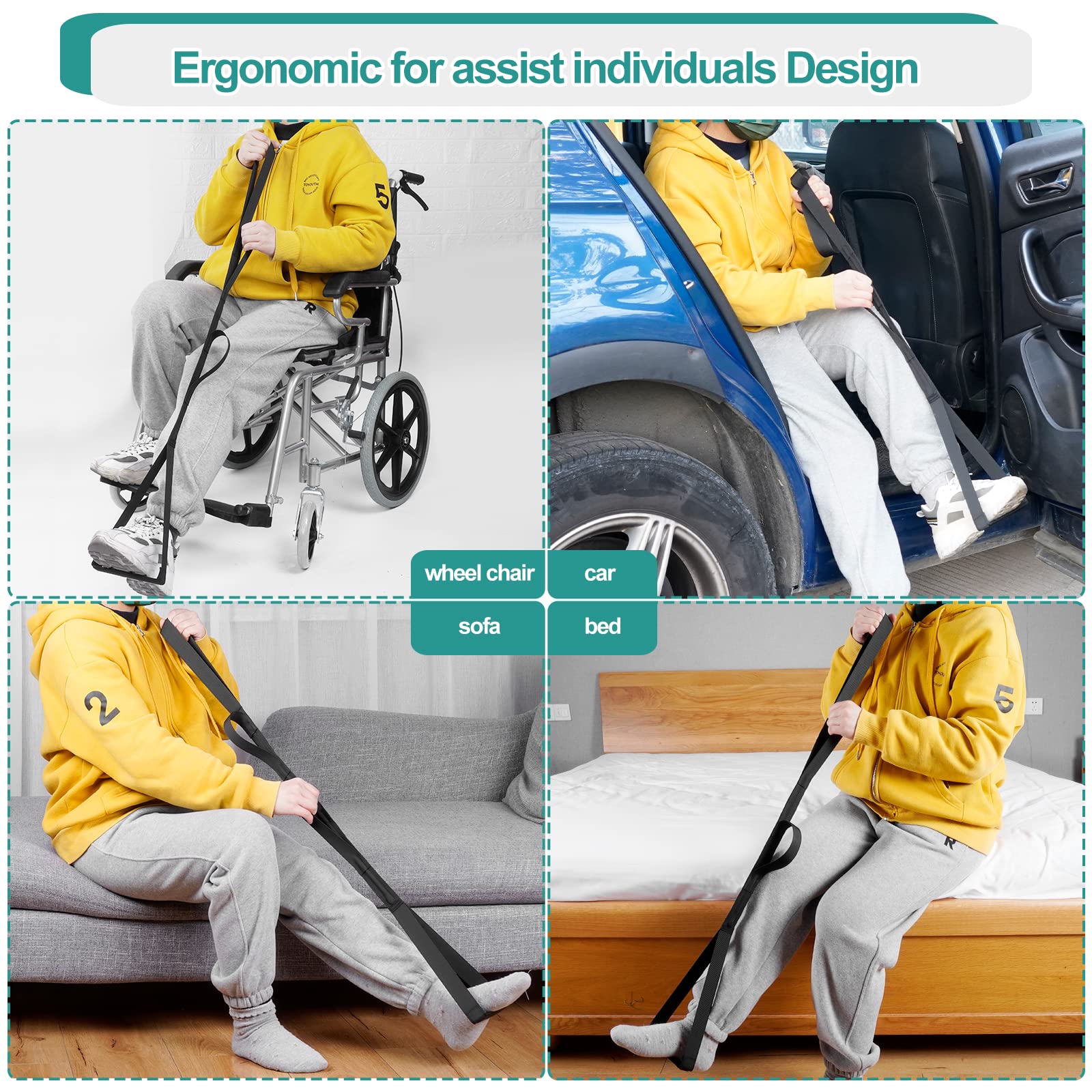 42 Inch Long Leg Lifter,Leg Strap with Large Foot Loop,Leg Lifter After Hip Replacement for Hip Kit for Seniors,Knee Replacement Recovery Aids