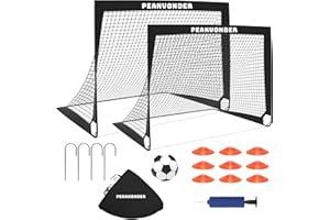 PEAKVONDER 4 x 3ft Soccer Net for Kids,Set of 2,Portable Soccer Goal with Soccer Trainning Equipment,But de Soccer Exterieur,