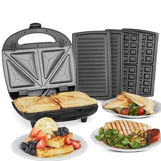 VonShef 3in1 Sandwich Toaster, Waffle Maker & Grill Toastie Maker
