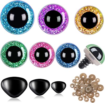 SANNIX Pack of 90 Safety Eyes and Noses for Dolls Plush Toys 12-30 mm