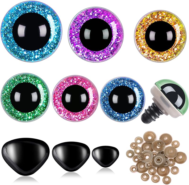SANNIX Pack of 90 Safety Eyes and Noses for Dolls Plush Toys 12-30 mm