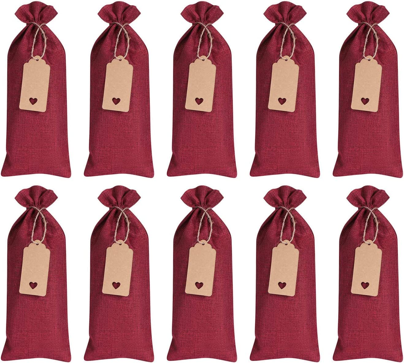 10Pcs Wine Bottle Gift Bags Paper Champagne Bag Double Single Wine Bottle Carrier Bags Party Tote Bags with Strong Rope Handles for Wine Present, Wedding/Birthday/Christmas Party Favors, Red, Black