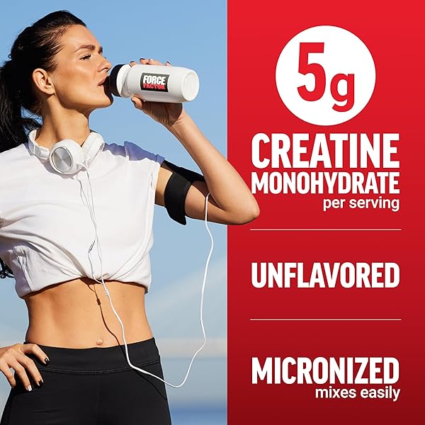FORCE FACTOR CREATINE MONOHYDRATE MICRONIZED POWDER 500G, 5G DOSE TO SUPPORT MUSCLE GROWTH, STRENGTH, RECOVERY, COGNITIVE HEALTH & MEMORY, UNFLAVORED, 100 SERVINGS, 17.6 OZ