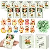 Cinnvoice 36 Sets Emotional Capybara Squeeze Gifts Bulk Small Capybara Stress Ball with Thank You Support Card Box Inspirational Gift for Coworker Employee Office Reward Party Favors