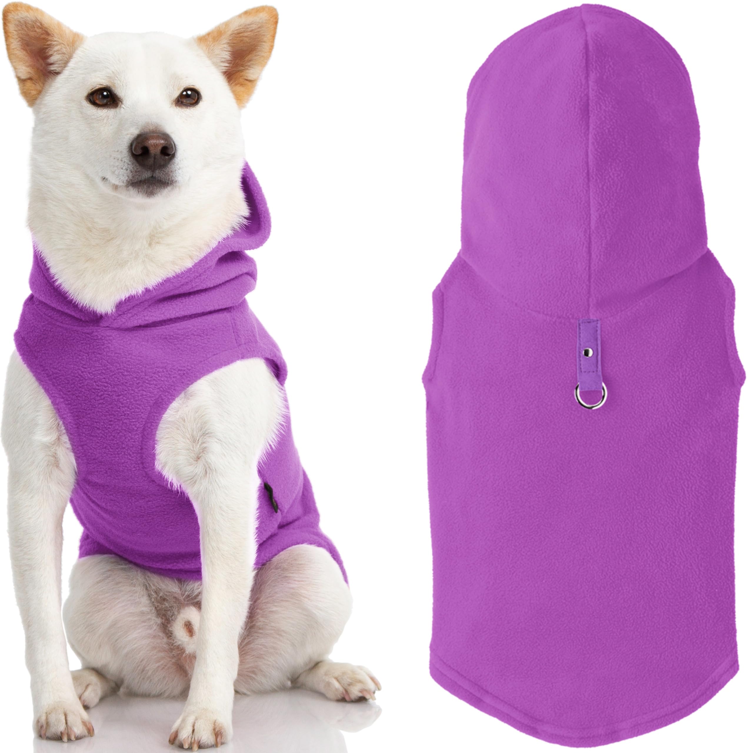 Gooby Every Day Fleece Cold Weather Vest with Hoodie for Small Dogs, X-Large, Purple