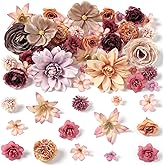 GAATEEK Artificial Flower Heads Combo - Fall Silk Dahlia & Roses Fake Flowers for Wedding, Party, Graduation Cap DIY, Cake Decoration, Table Centerpieces, Home Decor