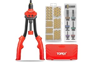 TOPEX 160 PCS Rivet Nut Tool Kit, Labor-Saving Nut Rivet Gun with Heavy Duty Rivet Nuts, Nut Riveter Rivnut Nutsert Gun Rivet