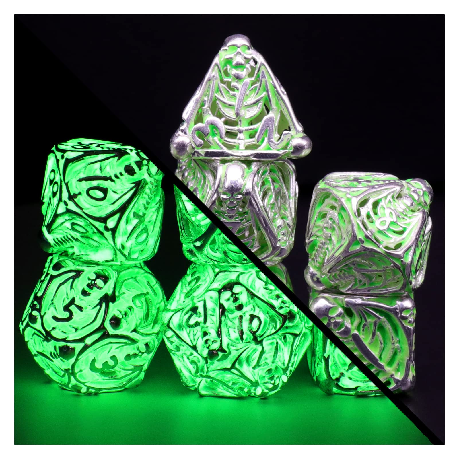 Metal DND Dice Set, Hollow D&D Dice Set, ZHOORQI 7Pcs Polyhedral Dice for Dungeons and Dragons Role Playing Game DND Gifts — image 1