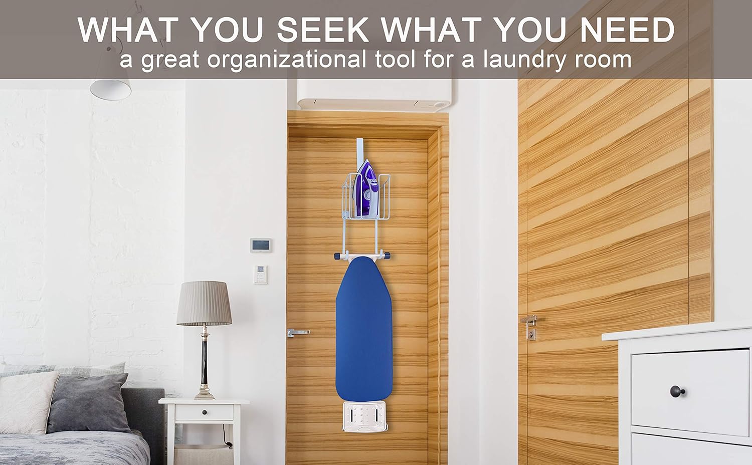 HOUSE AGAIN Ironing Board Holder, Durable Iron Holder with Easy Installation, Large Storage Iron Hanger for Organizer-Ironing Basket Over Door or Wall Mount in Laundry Room: Home & Kitchen