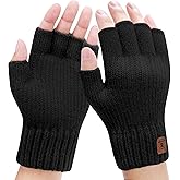 LADES Fingerless Gloves Thermal Winter Gloves Warm Knitted Half Finger Gloves Mittens for Men Women Typing Driving Working