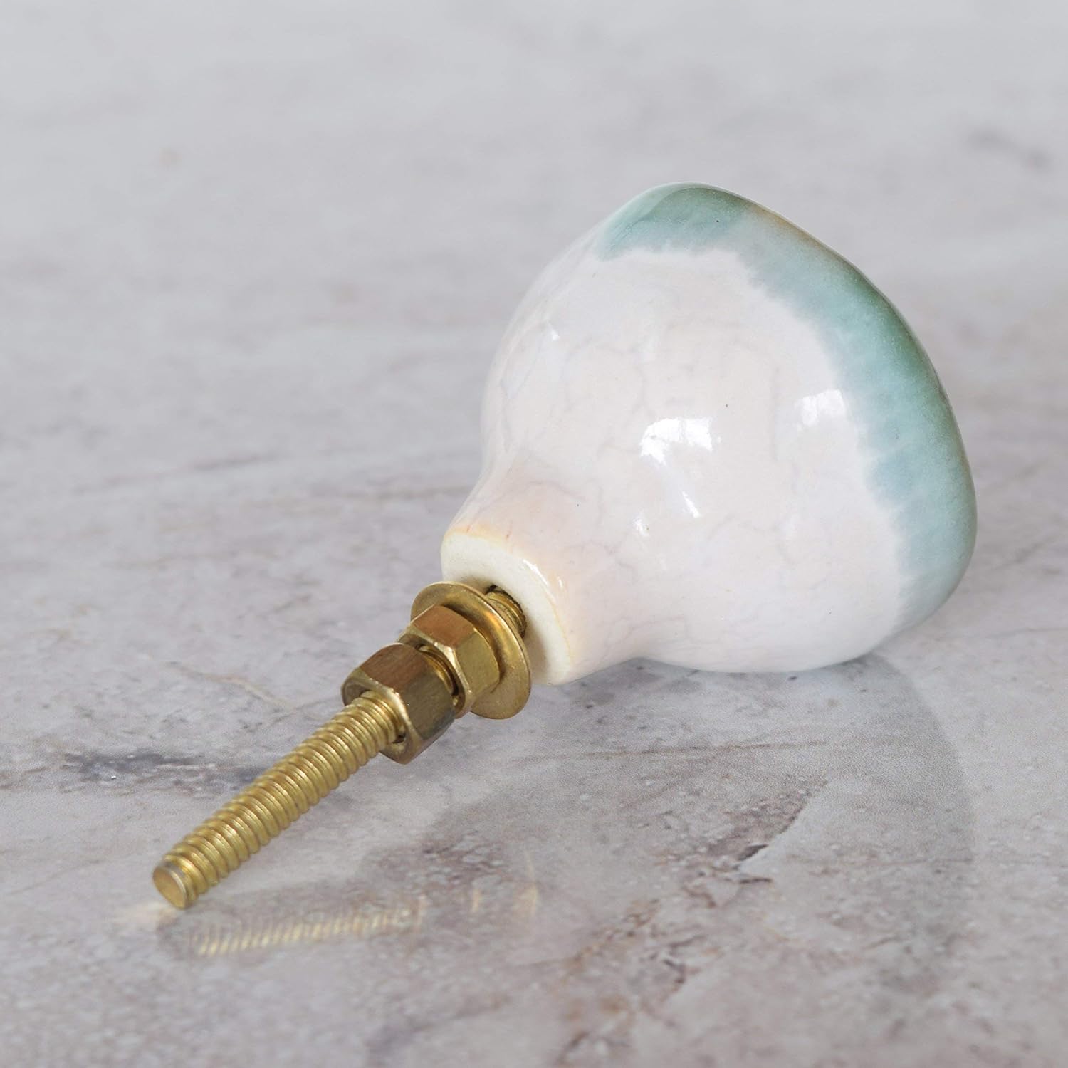 Pushka Home LTD Ceramic Crackled Concave Gold Crater Cupboard Door Knobs (Turquoise & Gold) - Image 5