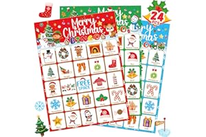 Fenkysoix Christmas Bingo Game for Kids Large Group with 24 Xmas Players Cards for Holiday Festival Adults Activities Supplies Favors Christmas Party Games Bingo Navideño