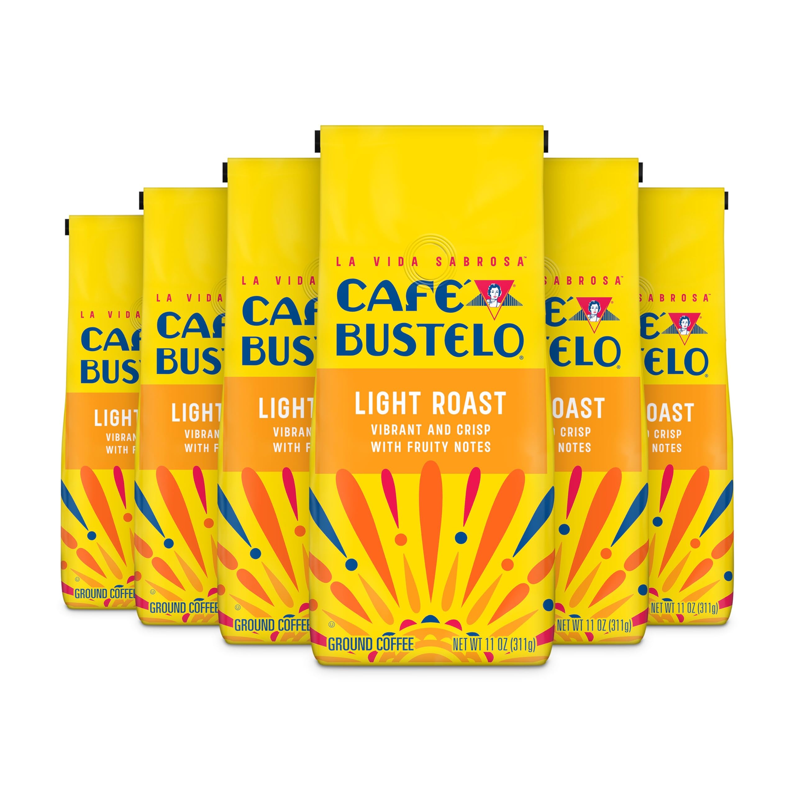 Café Bustelo Light Roast Ground Coffee, 11-Oz. Bag (Pack of 6) Image Café Bustelo Light Roast Ground Coffee, 11-Oz. Bag (Pack of 6) Image