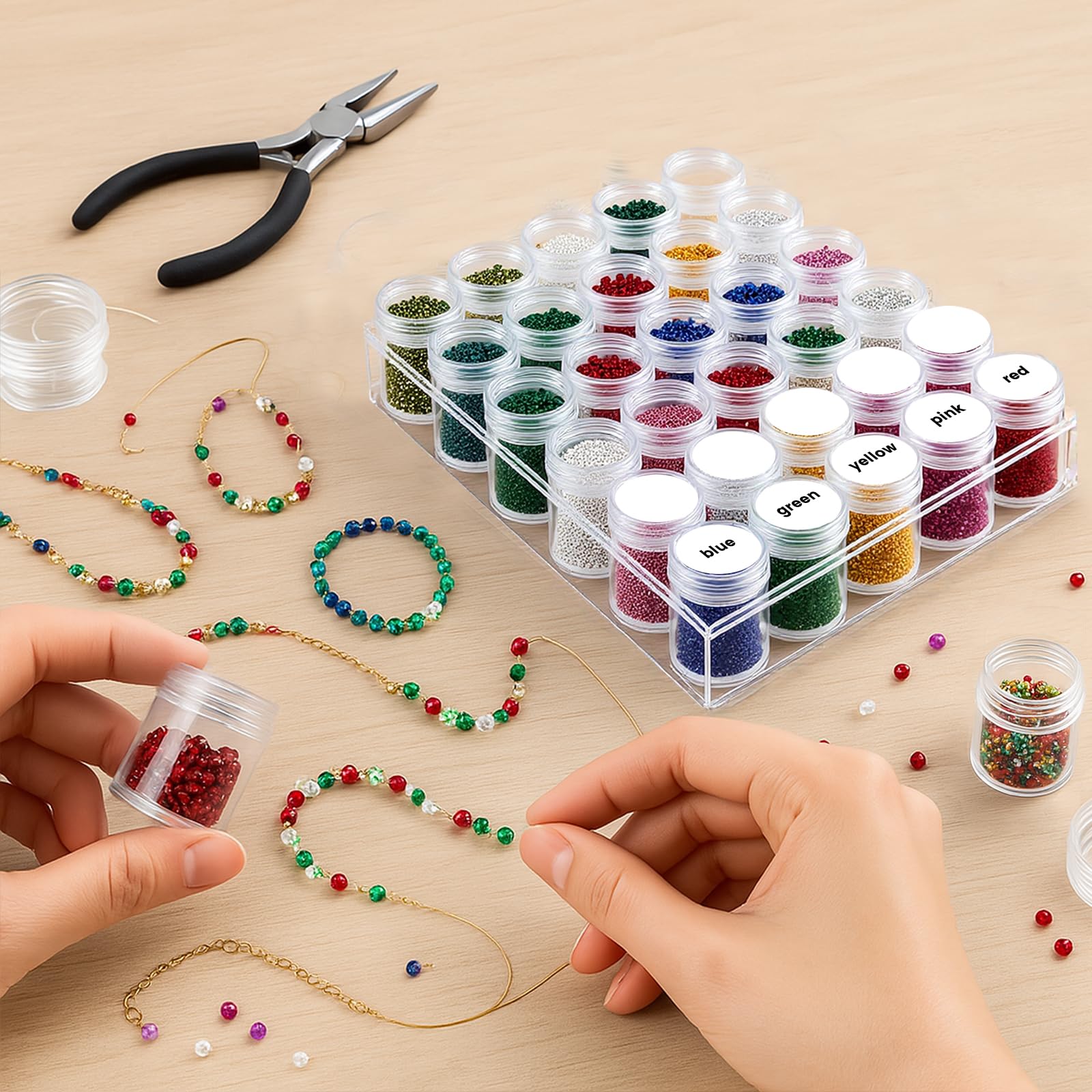 BigOtters 30 Grids Diamond Painting Storage Containers, Portable Bead Art Organizer Case with Lids for Crafts, Jewelry DIY