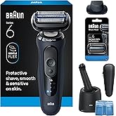 Braun Electric Razor for Men Series 6 with Precision Trimmer, Extra Shaver Head, 4-in-1 Clean & Charge Center, Travel Case, S6 6177ps