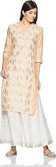 W for Woman Women's Synthetic Straight Kurta