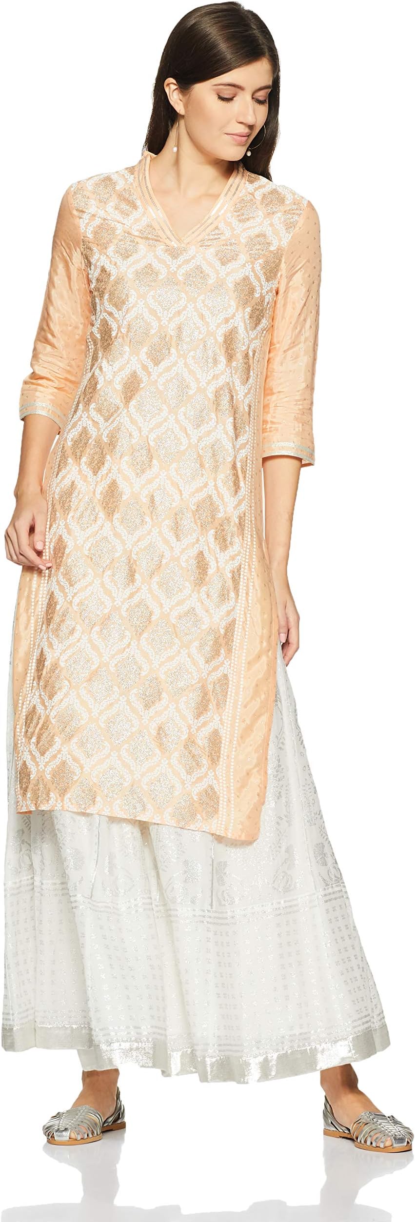 W for Woman Women's Synthetic Straight Kurta